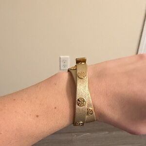 Tory Burch Gold Studded Leather Bracelet